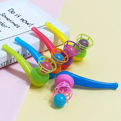 10Pcs Plastic Pipe Blowing Ball Toys – Outdoor Sports Balance Training & Learning Game Set for Kids, Funny Educational Gift