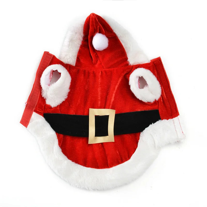 Santa Christmas Costume for Small Dogs & Cats – Winter Hooded Coat Jacket for Puppies, Chihuahua, Yorkie & Small Pets, Holiday Gift