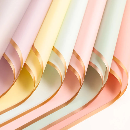 10 hojas de papel de envolver flores impermeable con bordes dorados para ramos, bodas, regalos y arreglos florales de bricolaje