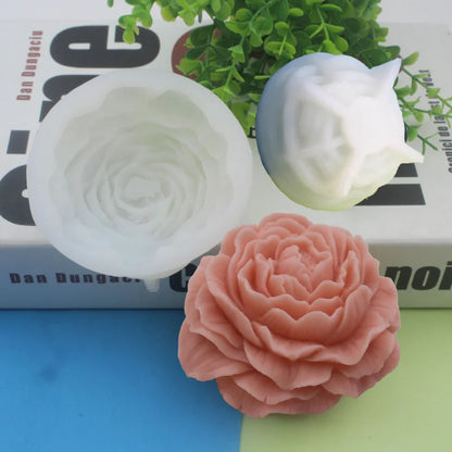 Molde de silicona grande de peonía para velas – Molde floral de rosa 3D para hacer velas, jabón, resina, yeso, hornear pasteles y manualidades de decoración del hogar