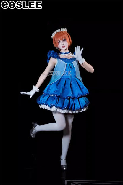COSLEE LoveLive Aqours “The Dreaming Gate” Cosplay Costume – All Members Blue Singing Dress (Nozomi, Nico, Hanayo, Maki)