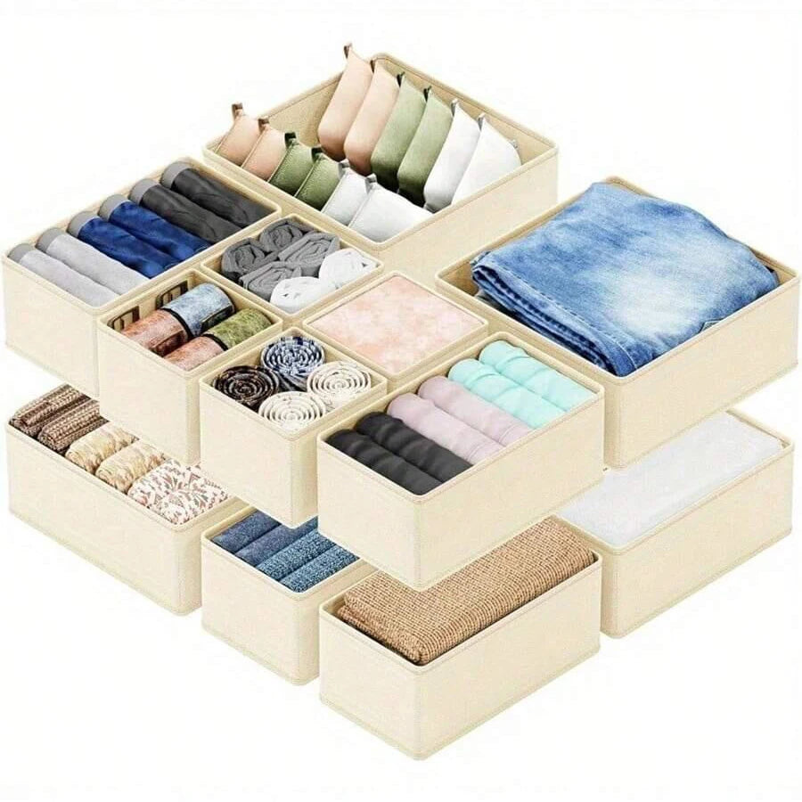 Juego de organizadores plegables de ropa interior de 6/12 piezas – Cajas de almacenamiento para cajones para sujetadores, calcetines, ropa interior y organización de armarios