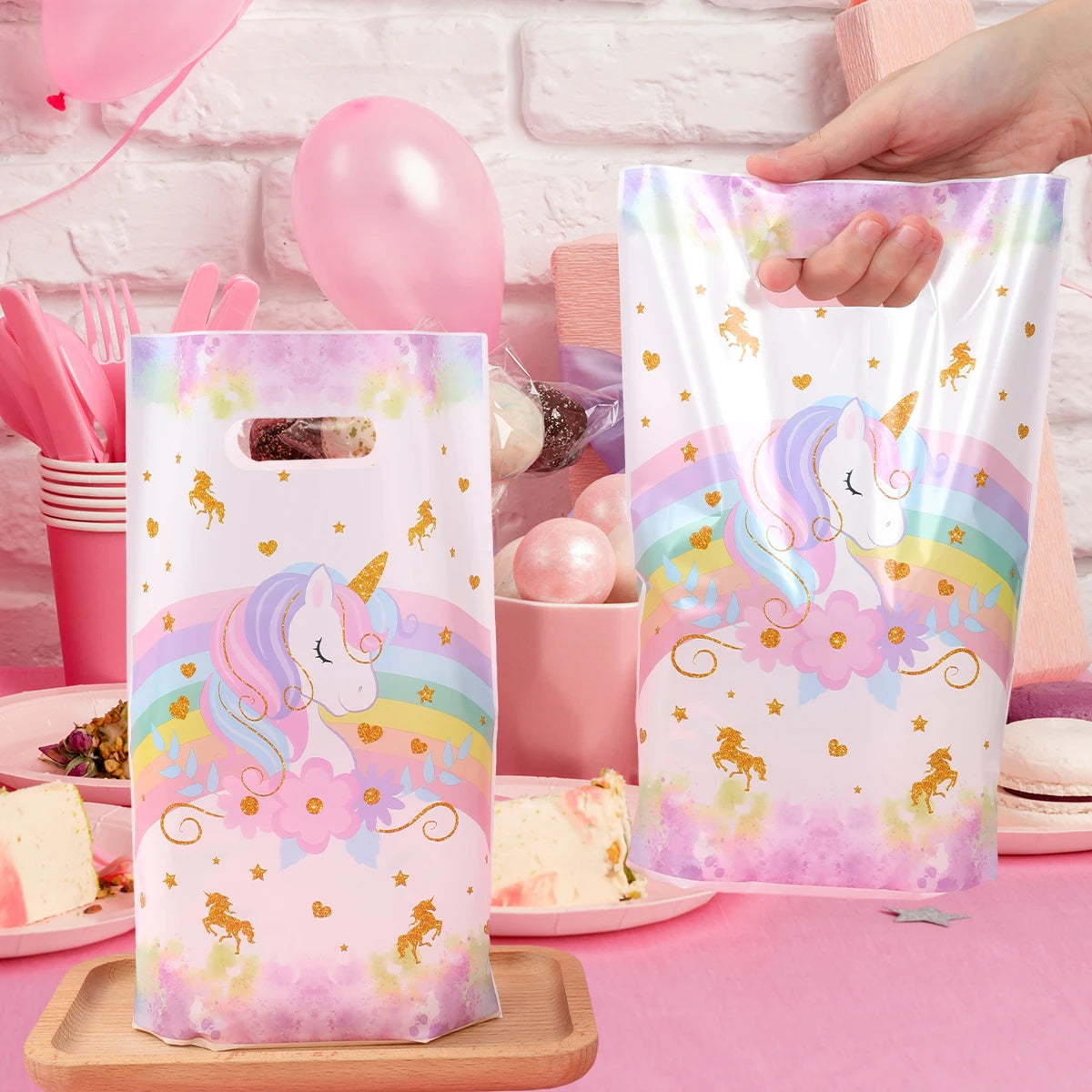 10/25/50 unidades Bolsas de Regalo de Unicornio para Dulces – Lindas Bolsas de Mano para Recuerdos de Fiesta, Decoraciones de Cumpleaños, Baby Showers, Regalos para Niños y Artículos de Celebración