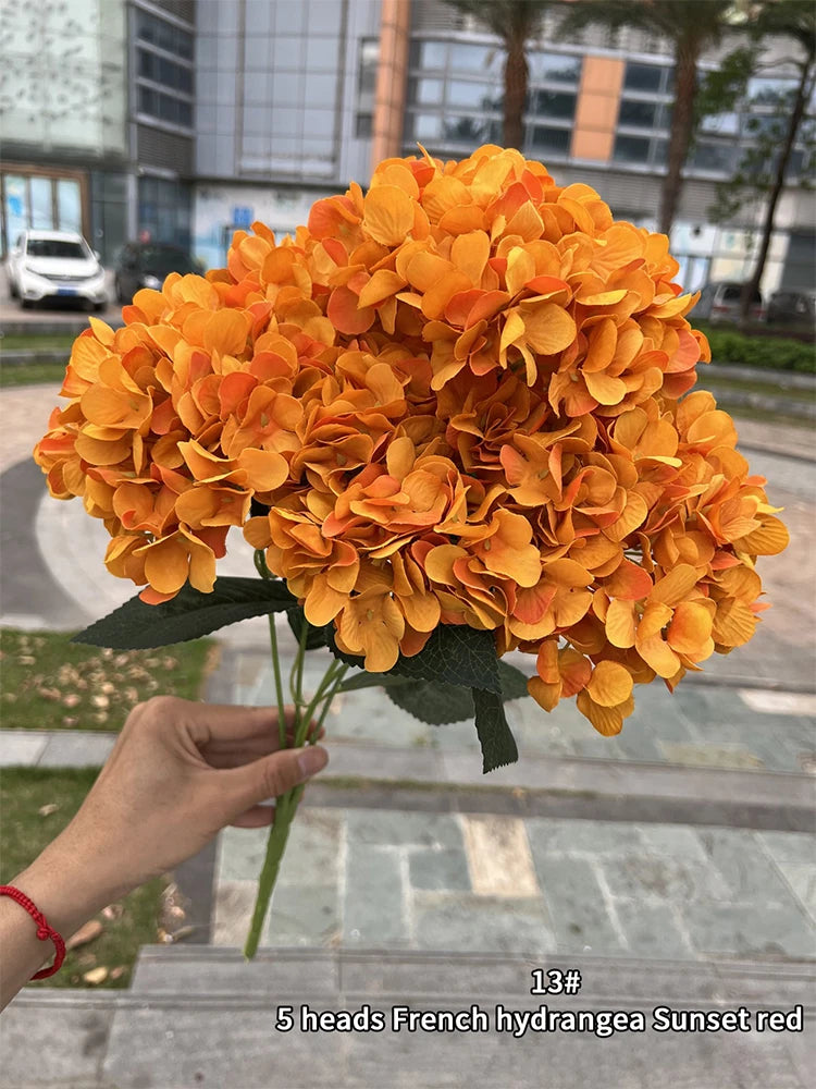 Bouquet d'Hortensias Artificiels à 5 Têtes – Fleurs Artificielles en Soie pour Décoration de Mariage, Arrangements de Fête, Décoration de Salon & Accessoires Floraux pour la Maison