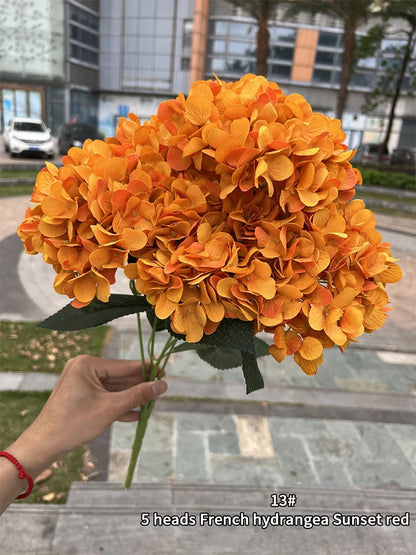 Bouquet d'Hortensias Artificiels à 5 Têtes – Fleurs Artificielles en Soie pour Décoration de Mariage, Arrangements de Fête, Décoration de Salon & Accessoires Floraux pour la Maison