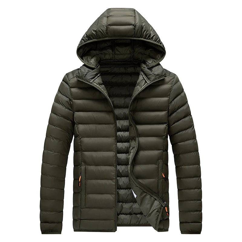 Men’s 8XL Winter Parka Jacket – Warm Waterproof Hooded Coat with Detachable Hood, Casual Autumn & Winter Outerwear