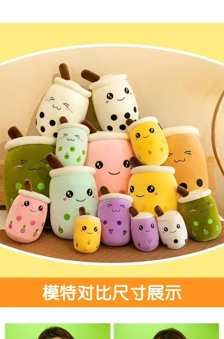 Giant Bubble Tea Plush Pillow – 22–70cm Squishy Milk Tea Boba Stuffed Toy Fruit Drink Bottle Decor Gift