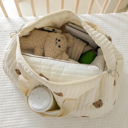 Bolso maternal de gran capacidad bordado, multifuncional, para pañales, de viaje, tipo tote y bandolera