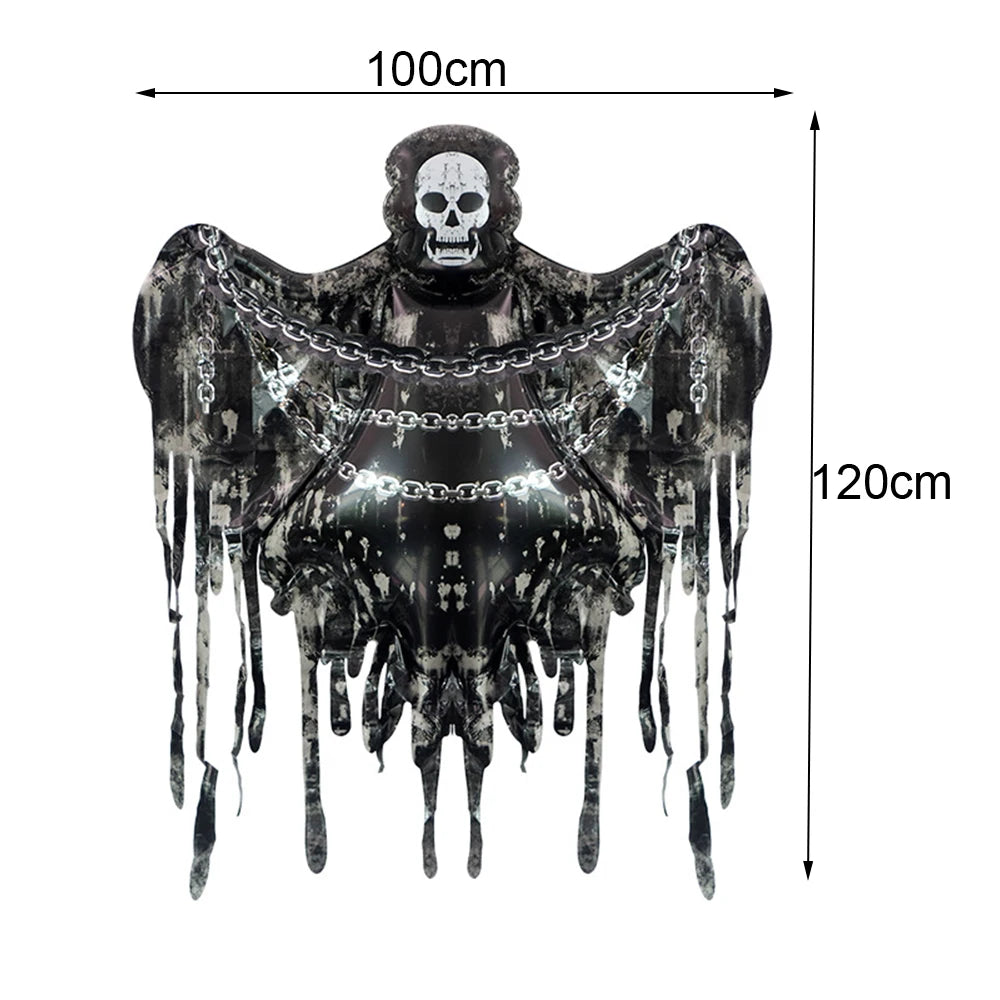 Large Halloween Standing Foil Balloons – Haunted House, Castle, Skull, Coffin & Witch Mylar Balloons for Halloween Party Decorations