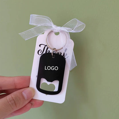 50–100PCS Personalized Engraved Keychain Bottle Openers – Custom Wedding Favors & Guest Gifts with Card for Weddings, Baptisms & Parties