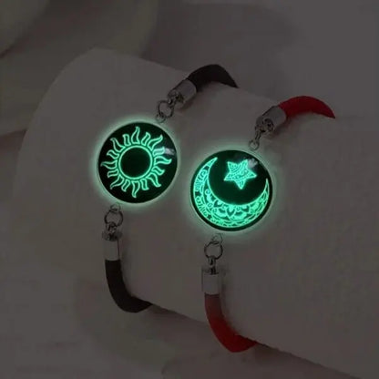 Luminous Sun & Moon Couple Bracelets – Handmade Braided Rope Matching Charm Bracelets for Men & Women | Romantic Jewelry Gift