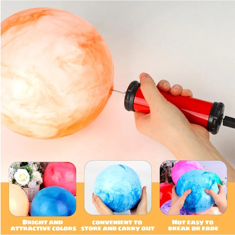 2/4PCS Bouncing Ball with Pump – 8.7 inch Marbleized Rubber Inflatable Bouncy Kick Ball, Summer Outdoor Game Toy for Kids