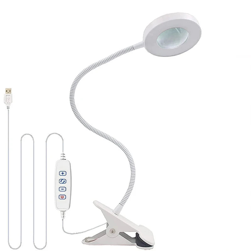 10X LED Magnifying Desk Lamp – 3 Color Light Modes Clamp Magnifier with Flexible Gooseneck for Reading & Nail Art
