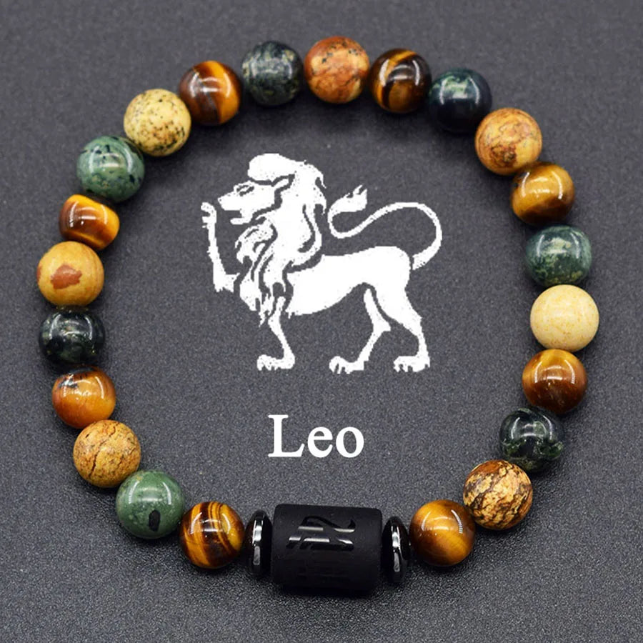 Pulsera de constelación de 12 signos del zodiaco – Brazalete con dije de astrología para hombres y mujeres | Regalo de joyería de amistad Aries, Virgo, Leo y Libra