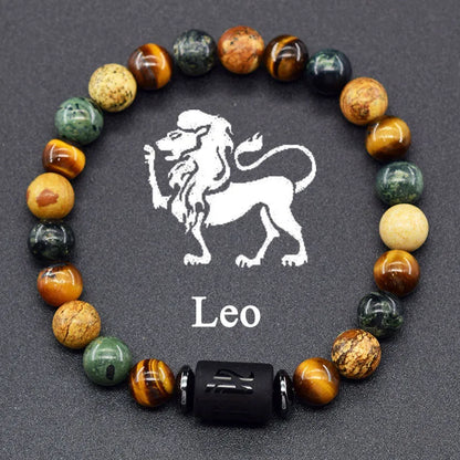 Pulsera de constelación de 12 signos del zodiaco – Brazalete con dije de astrología para hombres y mujeres | Regalo de joyería de amistad Aries, Virgo, Leo y Libra