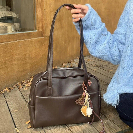 Bolso de hombro de gran capacidad para mujer de estilo coreano – Bolso de mano vintage para llevar debajo del brazo, bolso de homso versátil para la moda de otoño de 2025, trabajo diario, compras y uso casual