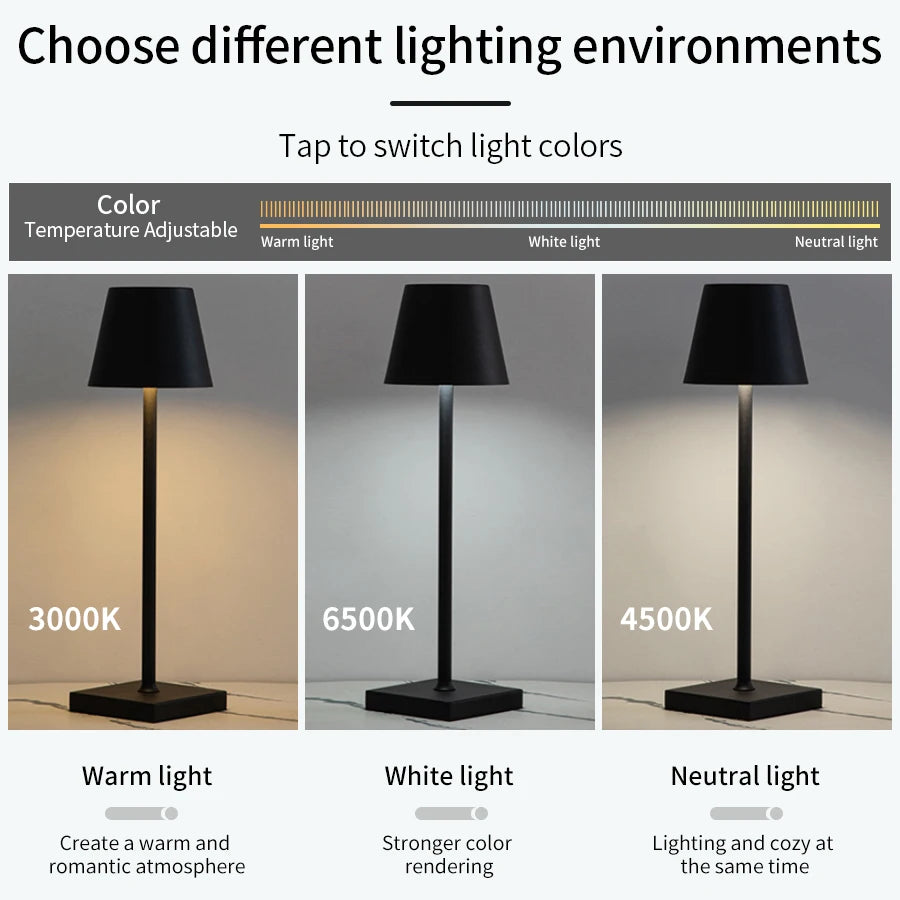 Rechargeable LED Table Lamp – Touch Control 3-Level Dimmable Decorative Ambient Light for Desk, Bedroom & Dining