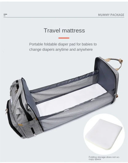 Sac à langer de grande capacité pour bébés avec matelas à langer – Sac à langer de maternité imperméable pour mamans avec rangement pour biberons et lit de bébé