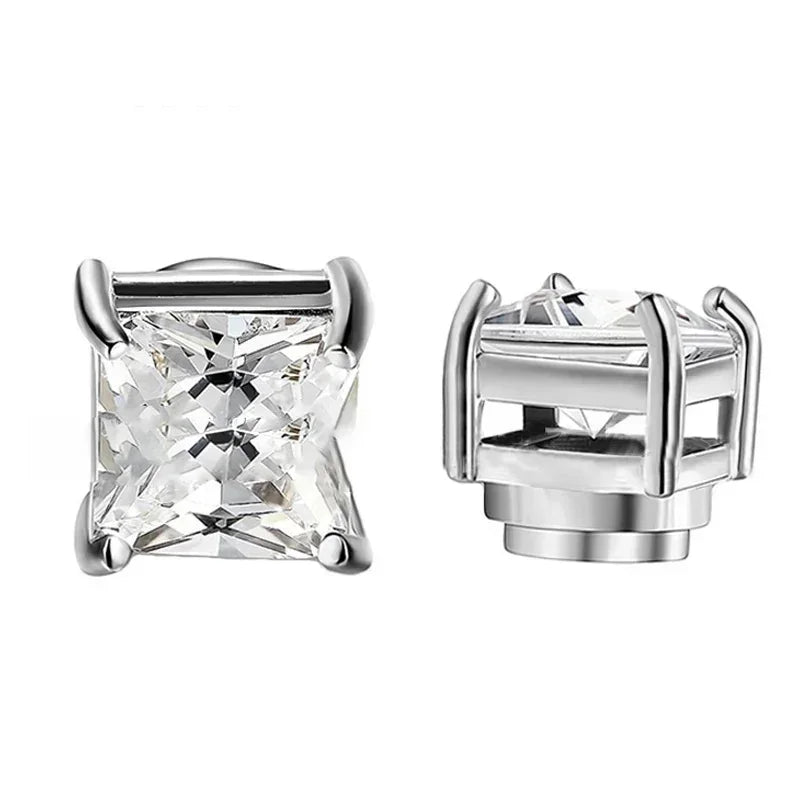 Pendientes de clip magnéticos de cristal – Pendientes de circonita sin perforación para hombres y mujeres | Joyería de moda punk