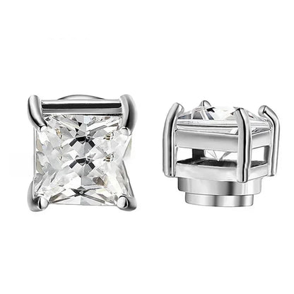 Pendientes de clip magnéticos de cristal – Pendientes de circonita sin perforación para hombres y mujeres | Joyería de moda punk