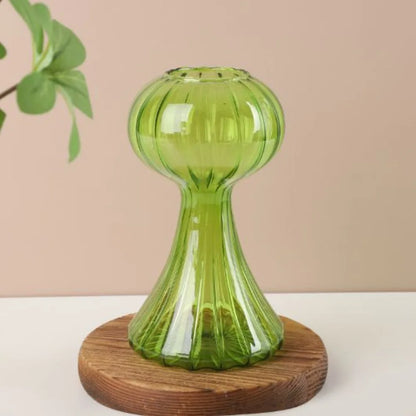 Florero de vidrio con forma de hongo – Maceta hidropónica transparente y jarrón decorativo de escritorio