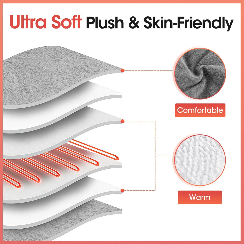 Electric Foot Heating Pad – USB Rechargeable Plush Foot Warmer with Soft Washable Cover, Cozy Winter Foot Warming Mat for Home & Bedroom