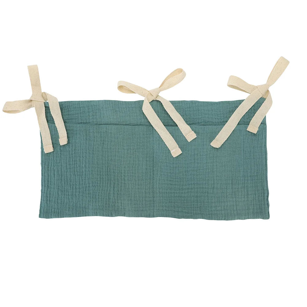 Organizador Colgante para Cuna de Bebé – Cesta de Almacenamiento para Mesita de Noche con 2 Bolsillos para Pañales, Juguetes, Ropa y Artículos Esenciales para Bebés