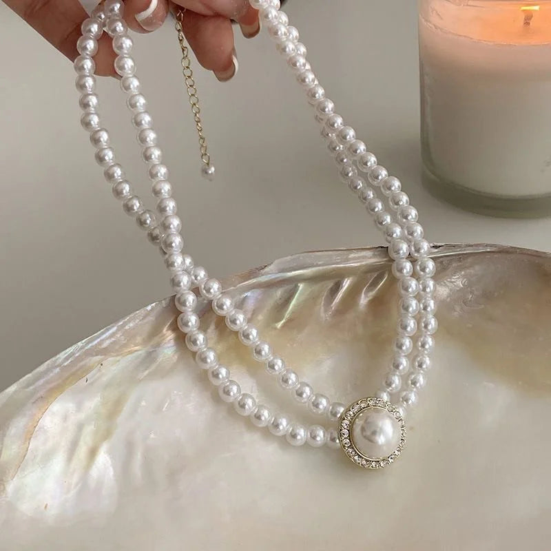 Nuevo collar gargantilla de perlas barrocas para mujer, lujoso, para bodas, fiestas, collar de cuentas de tres capas, torques, regalo de joyería de moda para damas