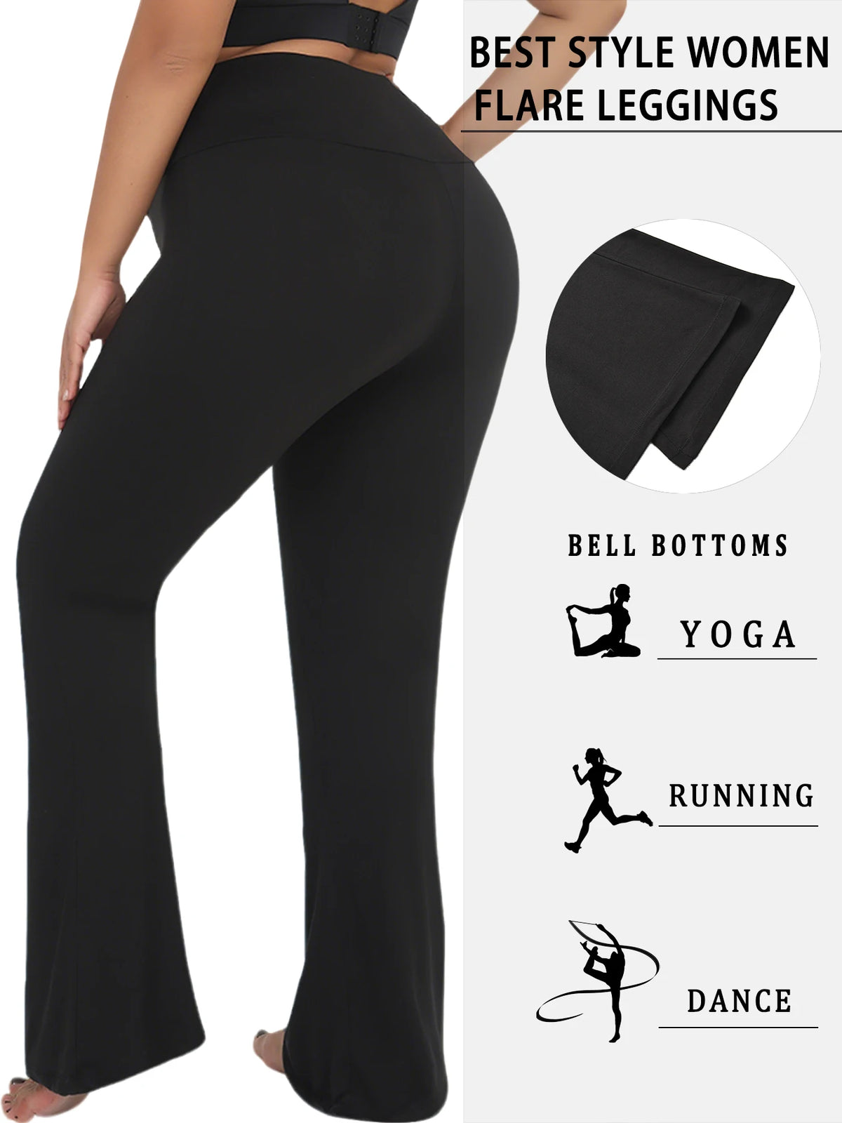Plus Size Women's High-Rise Flared Leggings – Comfortable Yoga & Workout Pants with Supportive High Waist and Stylish Bell-Bottom Design