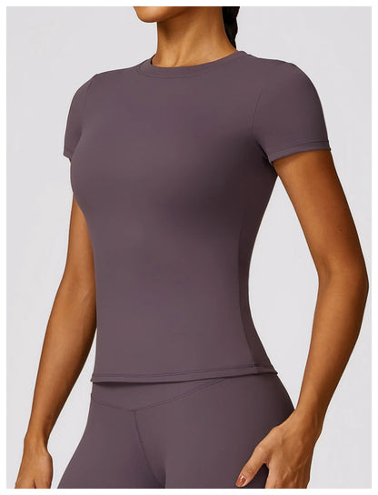 Camiseta de running NCLAGEN para mujer – Top deportivo transpirable de manga corta para gimnasio, yoga, fitness, entrenamiento y ropa deportiva