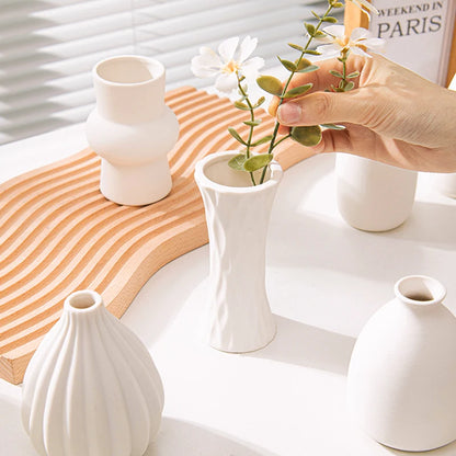Florero Nórdico de Cerámica Blanca – Jarrón Decorativo Moderno para Sala de Estar, Decoración del Hogar y Escritorio