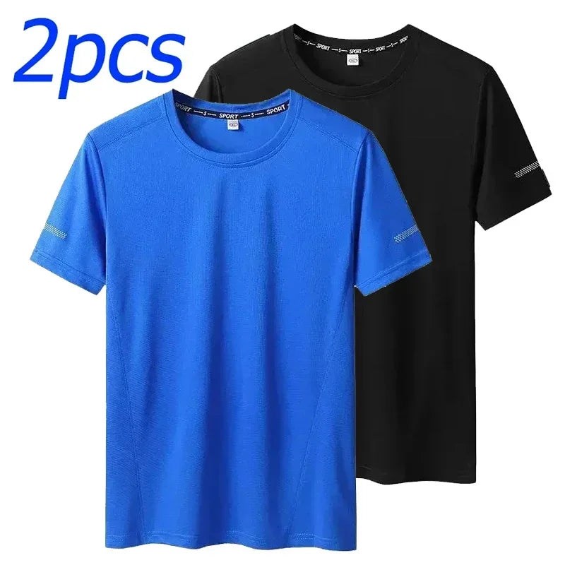 1/2PCS Plus Size Men's Quick-Dry T-Shirts – Short-Sleeve Gym & Running Tops, Lightweight Fitness Training Jerseys & Sportswear