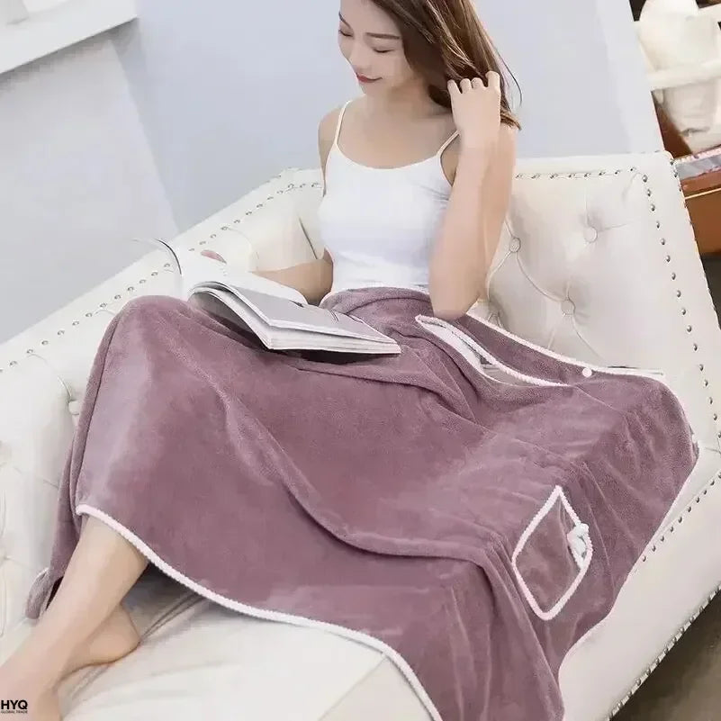 Women’s Wearable Bath Towel 85×140cm – Fast Drying Shower, Beach, Spa & Gym Bathrobe Wrap