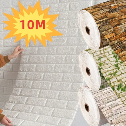 Papel tapiz de ladrillo de espuma 3D autoadhesivo – Paneles de pared impermeables despegables y pegables (70 × 1000 cm)