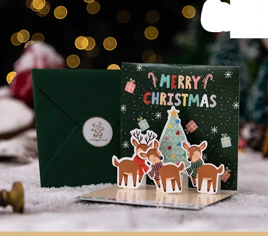 3D Folding Christmas Greeting Card – Merry Christmas & Happy New Year Gift Card for Xmas Party, Navidad & Holiday Decor