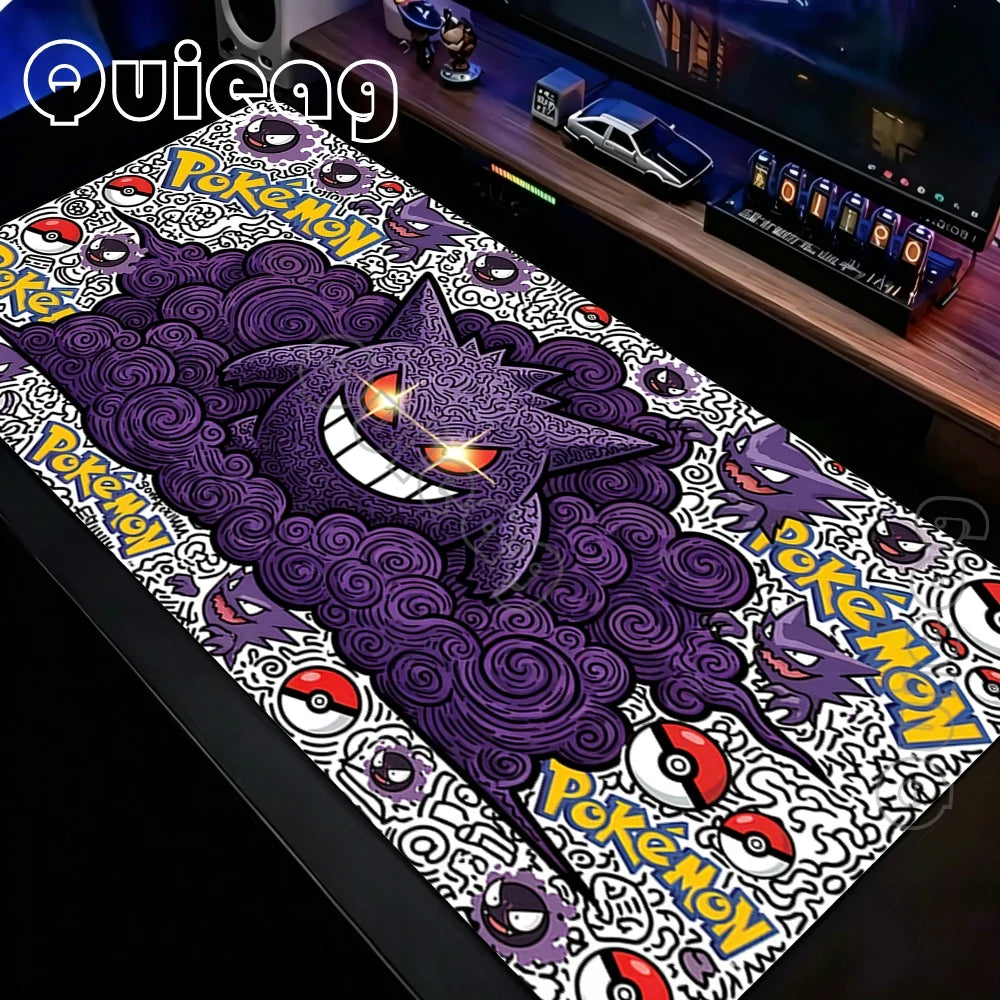 Tapis de souris Gengar Anime Gaming – Grand tapis de bureau Pokémon antidérapant pour ordinateur portable, clavier et configuration PC