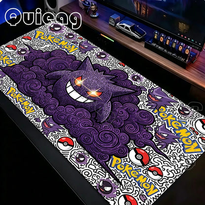 Tapis de souris Gengar Anime Gaming – Grand tapis de bureau Pokémon antidérapant pour ordinateur portable, clavier et configuration PC