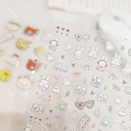 Cute Miffy 3D Nail Stickers – Kawaii Anime Glass Camera Nail Art Decorations (Holiday Gift Set)
