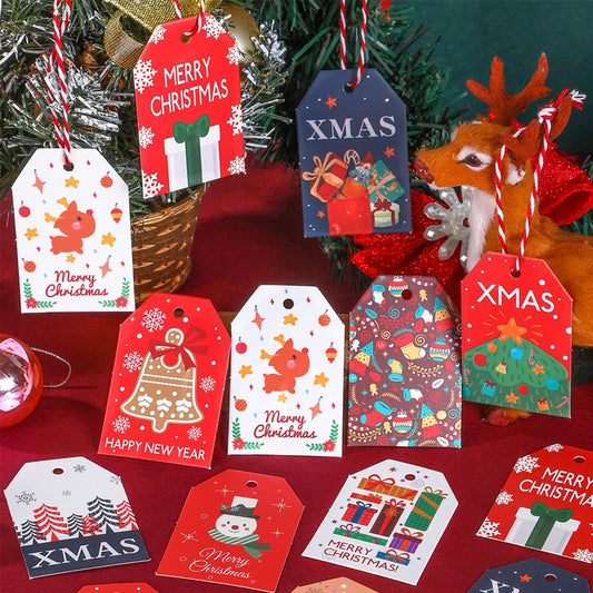 48PCS Merry Christmas Gift Tags – DIY Handmade Gift Wrapping Labels for Xmas, New Year, Gift Cards & Tree Hanging Decor