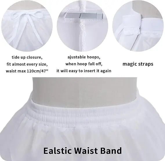Enagua de boda de crinolina de 6 aros – Enagua larga blanca para vestido de baile, capa de soporte de falda de medio deslizamiento para vestido de novia, accesorios de boda para vestidos de princesa y vestidos formales