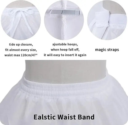 Enagua de boda de crinolina de 6 aros – Enagua larga blanca para vestido de baile, capa de soporte de falda de medio deslizamiento para vestido de novia, accesorios de boda para vestidos de princesa y vestidos formales