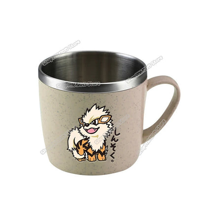 Pokémon Stainless Steel Mug – Pikachu, Snorlax & Eevee Cartoon Drink Cup