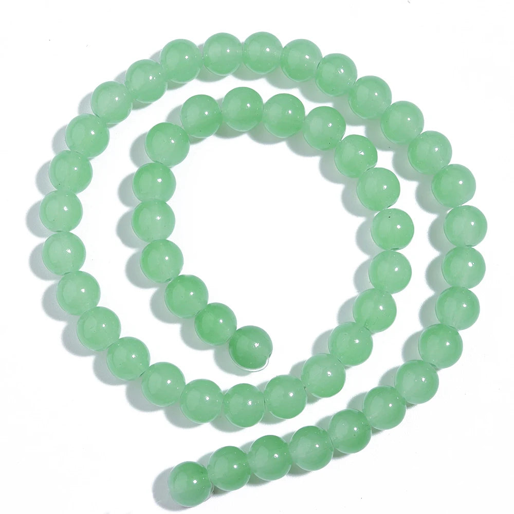 1 brin de perles de verre unies 6/8mm – Perles rondes intercalaires lâches pour la fabrication de bijoux DIY, bracelets faits main, colliers et accessoires d'artisanat