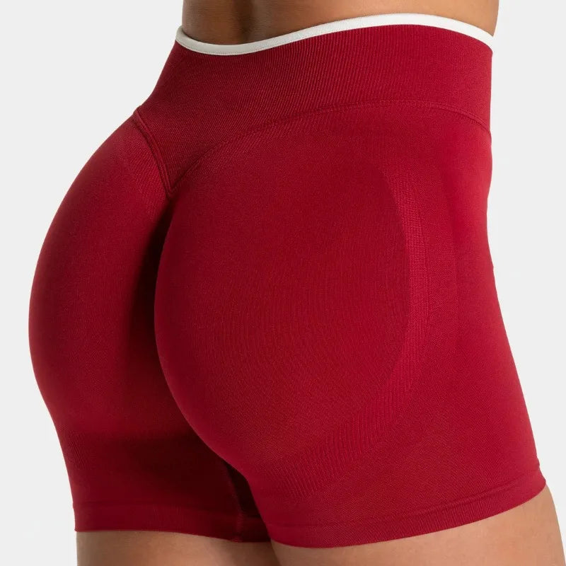 Women’s Seamless Color Block Yoga Shorts High Waist Butt Lifting Gym Workout Running Shorts