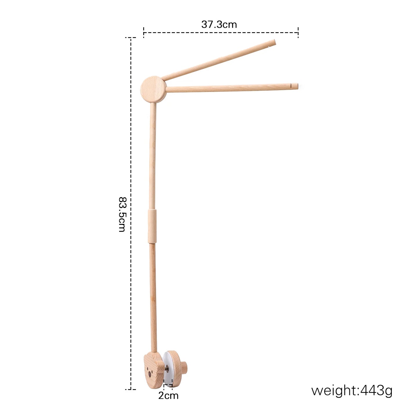 Baby Wooden Bed Bell Bracket – Newborn Crib Mobile Stand for 0-12 Months, Wooden Hanging Toy Holder with Crochet Bed Bell Rattle, Infant Nursery Decoration & Sensory Baby Toy Accessory