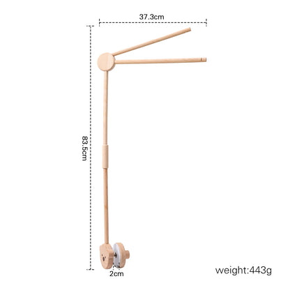 Baby Wooden Bed Bell Bracket – Newborn Crib Mobile Stand for 0-12 Months, Wooden Hanging Toy Holder with Crochet Bed Bell Rattle, Infant Nursery Decoration & Sensory Baby Toy Accessory