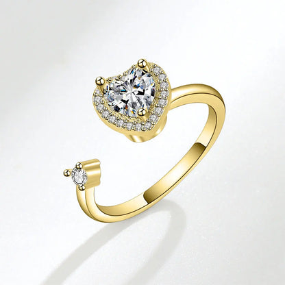 Anillo giratorio antiestrés de mariposa y flor con diamantes de imitación – Anillo giratorio antiansiedad para mujer | Joyería ajustable para aliviar el estrés