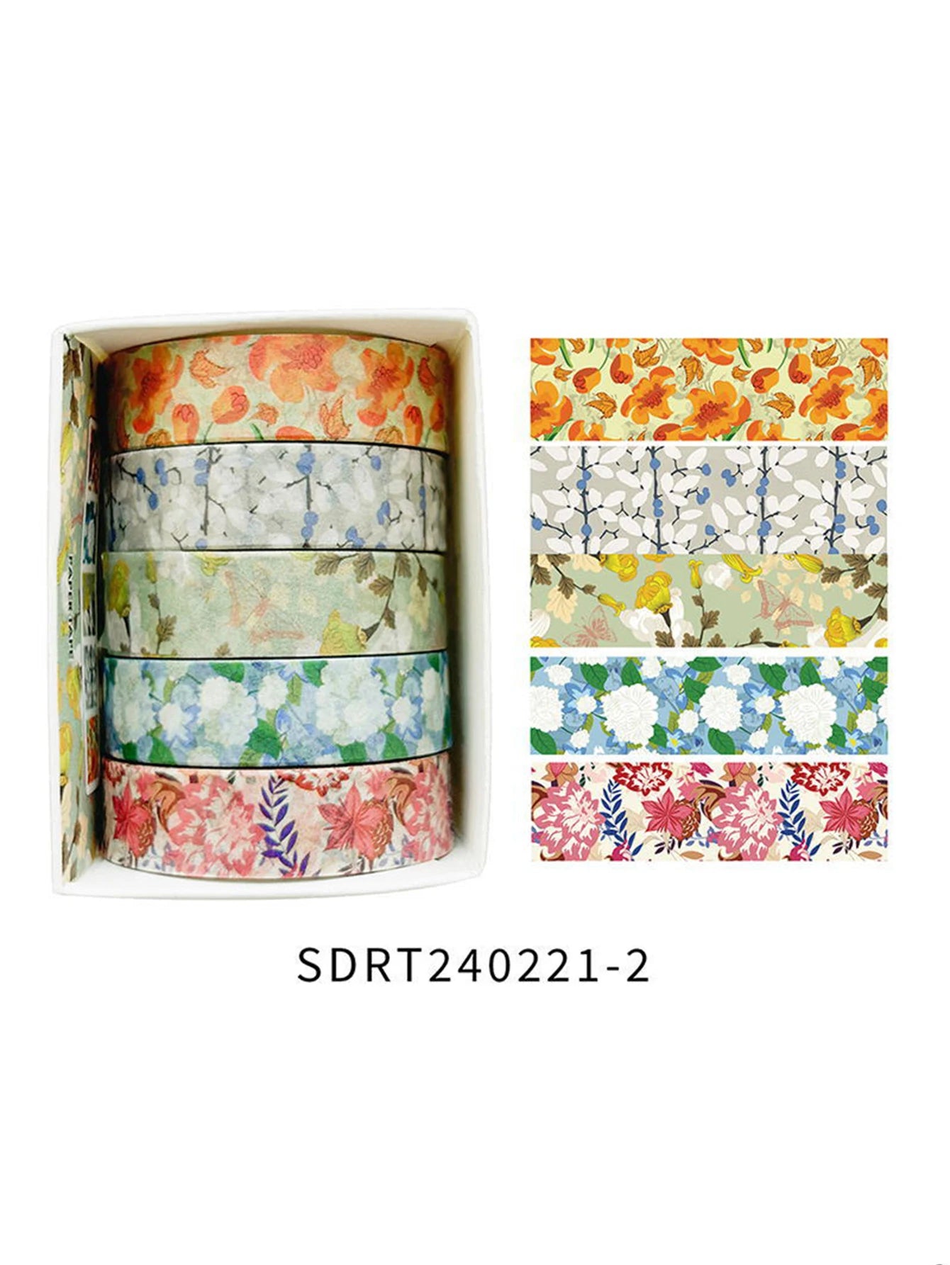5 Rolls Romantic Flower Washi Tape Set – Cute Floral Decorative Tape for Journaling, Scrapbooking, Diary & Student DIY Crafts