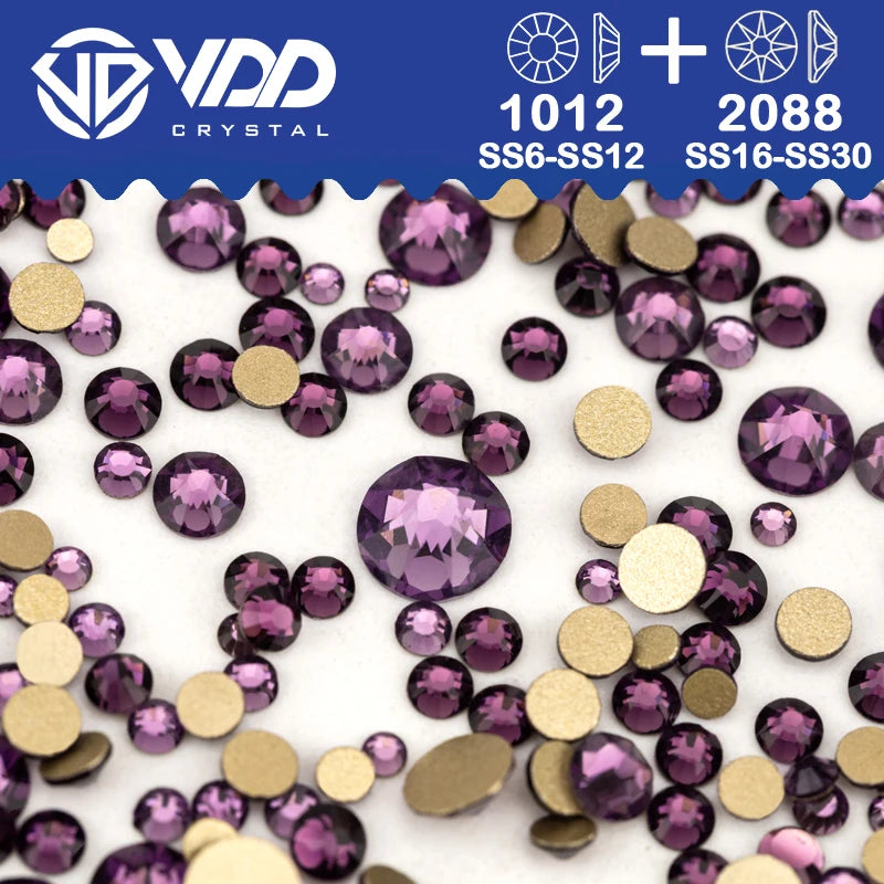 VDD Piedras Preciosas de Cristal Doradas de Fondo Plano – 2088 Cristales de Strass para Arte de Uñas, Manualidades y Decoraciones DIY