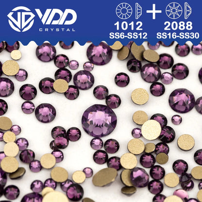 VDD Piedras Preciosas de Cristal Doradas de Fondo Plano – 2088 Cristales de Strass para Arte de Uñas, Manualidades y Decoraciones DIY